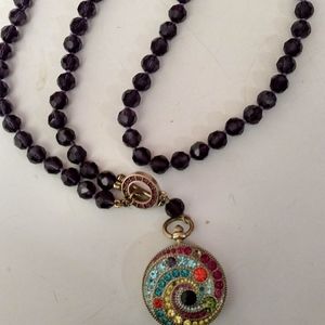 Heidi Daus stone studded timepiece necklace